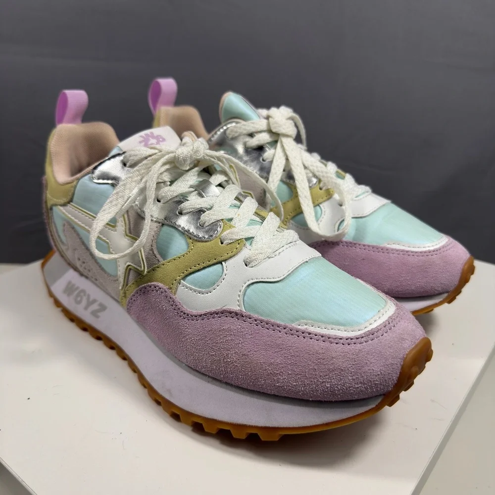 W6YZ Jet-M Sneakers Womens 7 Multi Pastel Suede Retro Running Shoes Wizz